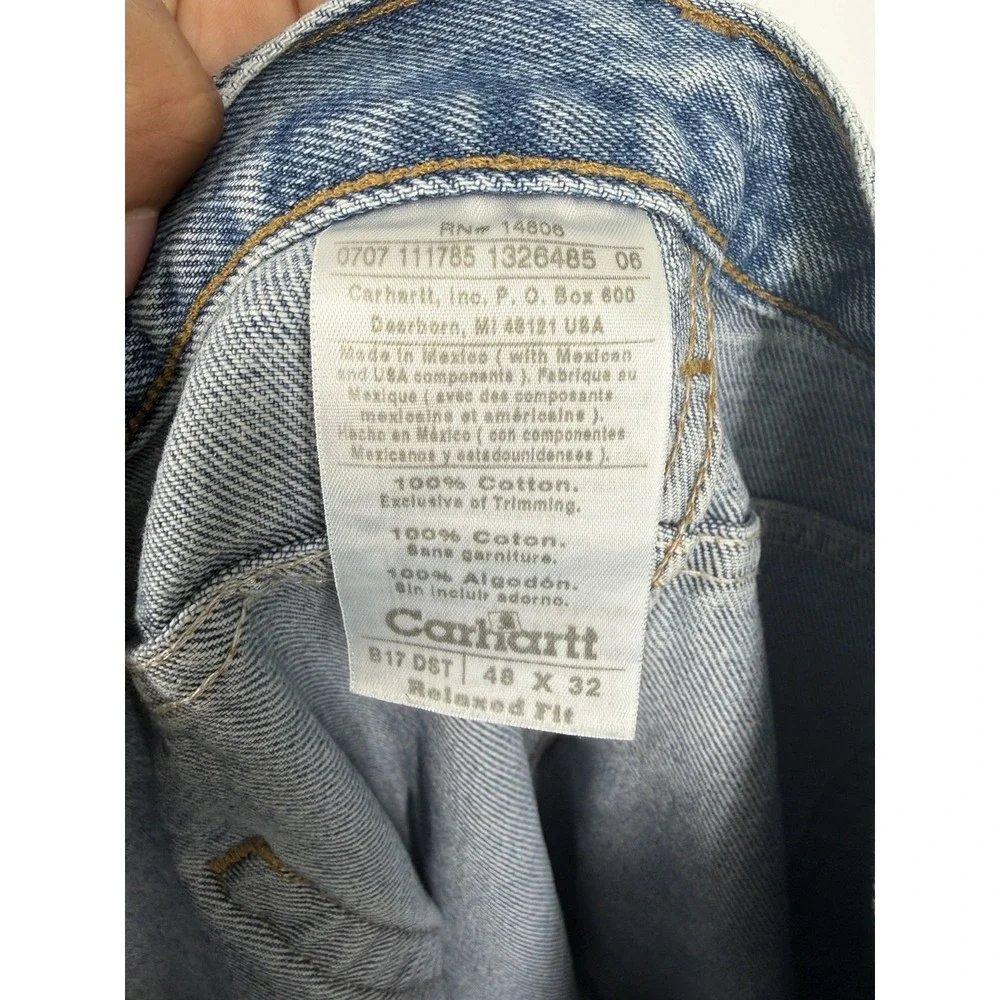 Carhartt B17 DST Relaxed Fit Jeans 48x32 Light Wash Workwear Ranch Western Denim